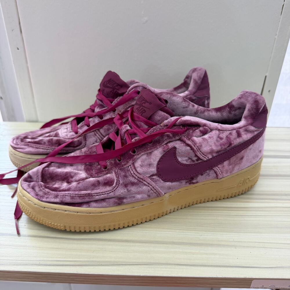 Nike Air Force 1 LV8 Velvet Sneakers Tea Berry Crushed Velvet Shoes 7Y Womens 9